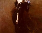 乔瓦尼 波尔蒂尼 : Portrait Of Madame Pages In Evening Dress